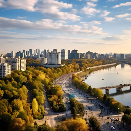 Panoramic view of the city of Kiev, Ukraine. Kiev is the capital and largest city of Ukraine.の素材