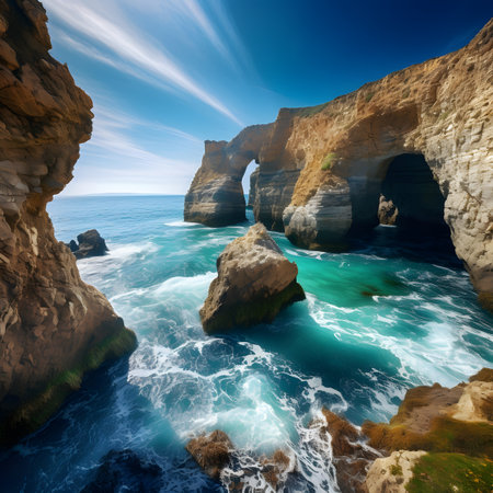 Beautiful seascape. Composition of nature. 3dの素材