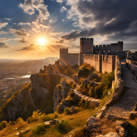 Castle of Carcassonne at sunset, South of Franceの素材
