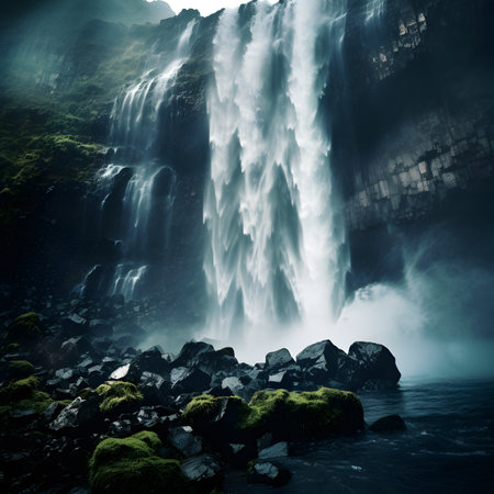 Famous Skogafoss waterfall in Iceland. Toned.の素材