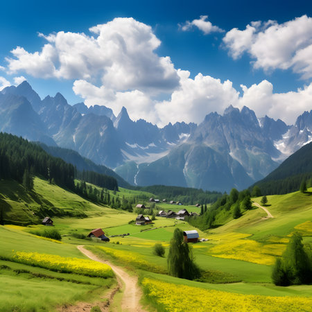 Fantastic spring landscape in the Dolomites, Italy.の素材