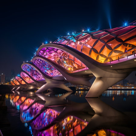 The City of Arts and Sciences in Singapore at nightの素材
