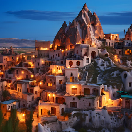 Cappadocia in the evening, Turkey. 3D renderingの素材