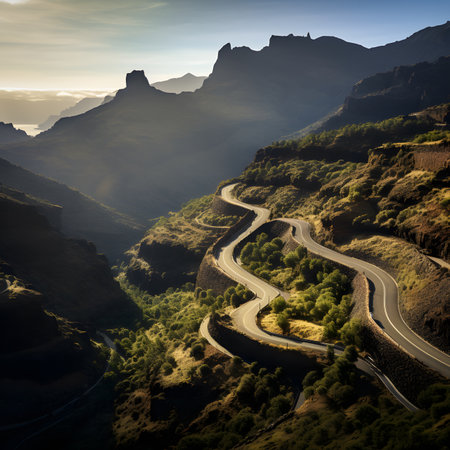 Gran Canaria, Caldera de Tejeda, winding roadの素材