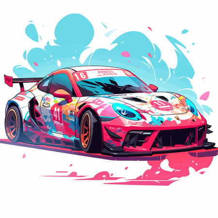 illustration of a racing car in the style of a sketch.のイラスト素材