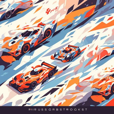 Abstract background with racing cars. Vector illustration in retro style. Eps 10のイラスト素材