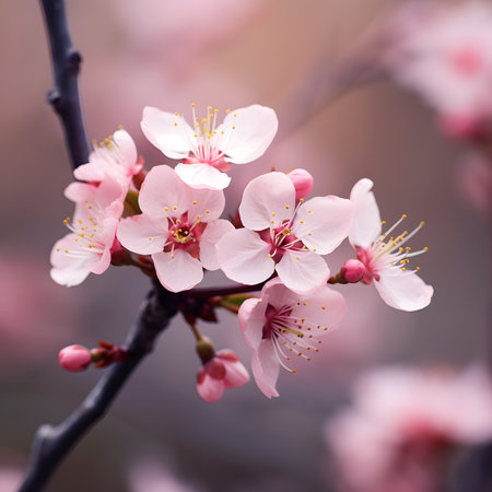 Pink Cherry Blossoms Closeup Spring Floral Macroの素材
