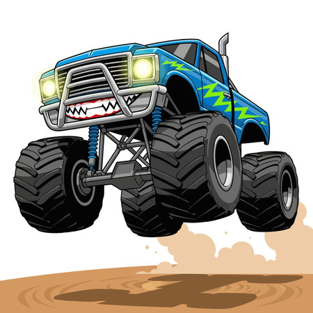 Blue Monster Truck Jumpingのイラスト素材