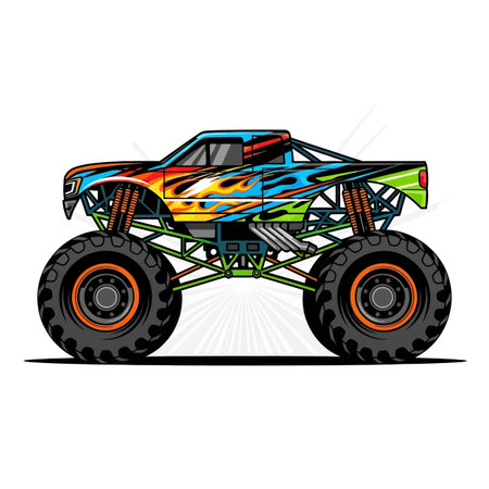 Pixel Art Monster Truck Illustrationのイラスト素材
