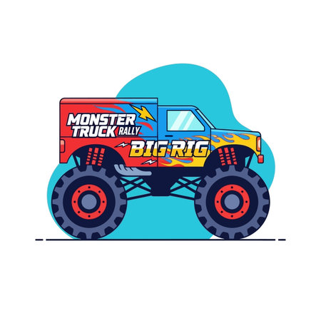 Pixel Art Monster Truck Illustrationのイラスト素材