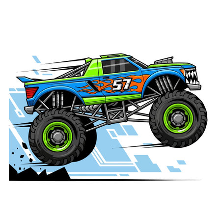 Pixel Art Monster Truck Illustrationのイラスト素材