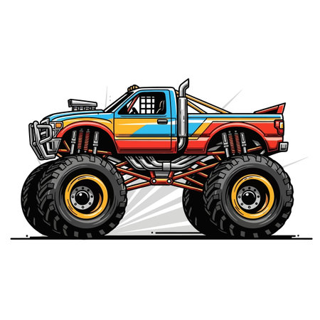 Pixel Art Monster Truck Illustrationのイラスト素材