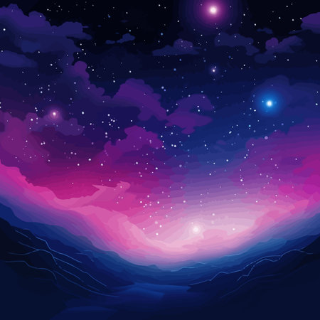 Night sky background with clouds and stars. Vector illustration for your designのイラスト素材
