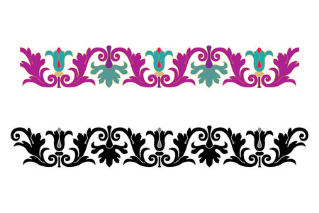 Vintage floral calligraphic floral vignette scroll corners ornamental design elements black set isolated vector illustrationのイラスト素材