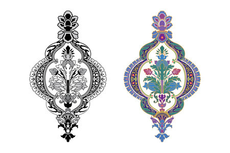 Vintage floral calligraphic floral vignette scroll corners ornamental design elements black set isolated vector illustrationのイラスト素材