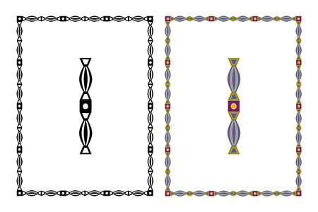 Vintage floral classic calligraphic retro vignette scroll frames ornamental design elements black and color set isolated vector illustrationのイラスト素材