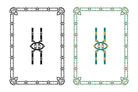 Vintage floral classic calligraphic retro vignette scroll frames ornamental design elements black and color set isolated vector illustrationのイラスト素材