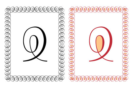 Vintage floral classic calligraphic retro vignette scroll frames ornamental design elements black and color set isolated vector illustrationのイラスト素材