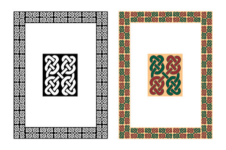 Vintage floral classic calligraphic retro vignette scroll frames ornamental design elements black and color set isolated vector illustrationのイラスト素材