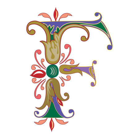 Vincente Initial Caps Font Capital Letter F vector design illustrationのイラスト素材