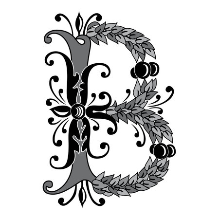 Vincente Initial Caps Font Capital Letter B vector design illustrationのイラスト素材