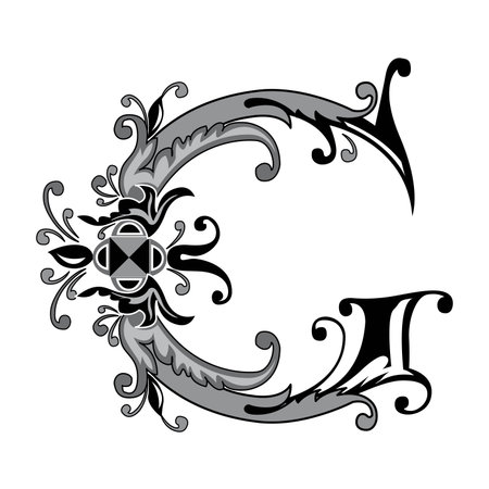 Vincente Initial Caps Font Capital Letter G vector design illustrationのイラスト素材