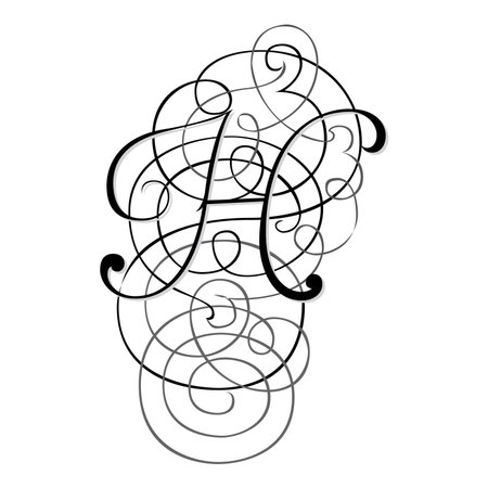 Fantasia Initial Caps Font Capital Letter H vector design illustrationのイラスト素材