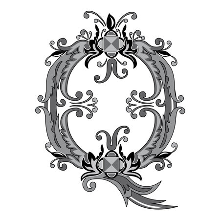 Vincente Initial Caps Font Capital Letter Q vector design illustrationのイラスト素材