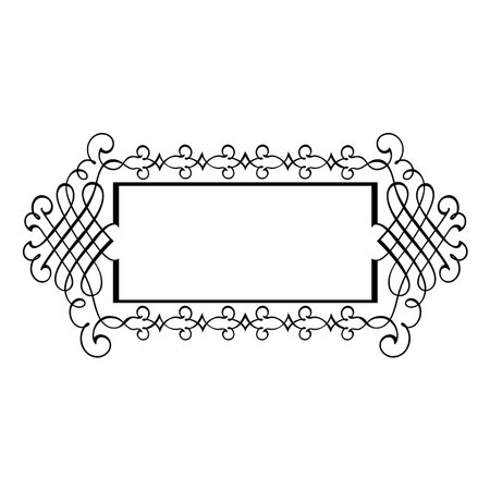 Vintage forged floral classic calligraphic retro vignette scroll frames ornamental design elements black set isolated vector illustrationのイラスト素材