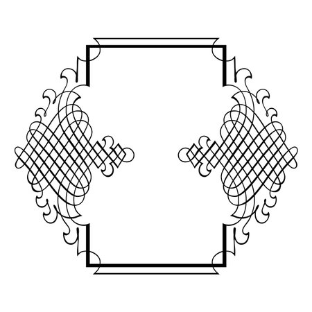 Vintage forged floral classic calligraphic retro vignette scroll frames ornamental design elements black set isolated vector illustrationのイラスト素材