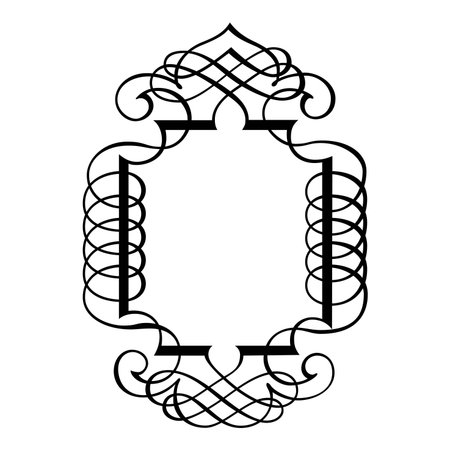 Vintage forged floral classic calligraphic retro vignette scroll frames ornamental design elements black set isolated vector illustrationのイラスト素材