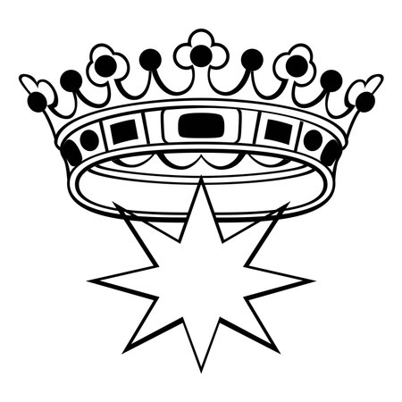 Silhouette icon of beautiful princess crown on white background vector illustrationのイラスト素材