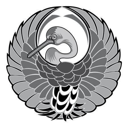 old world Vintage ornament bird Oriental ornament isolated vector illustrationのイラスト素材