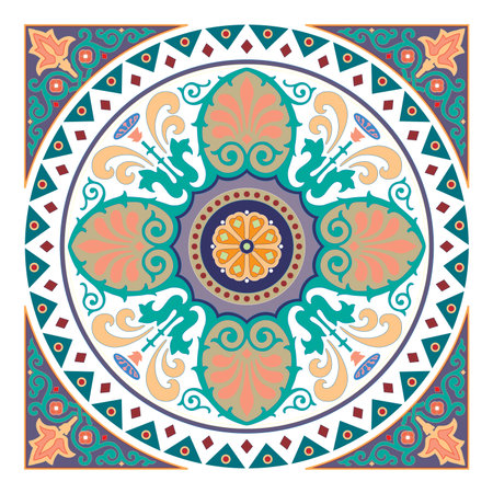 Decorative arabesque and ornamental mandala symbols set isolated vector illustrationのイラスト素材