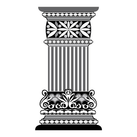 Antique white column realistic composition with isolated front view of architectural piece vector illustrationのイラスト素材