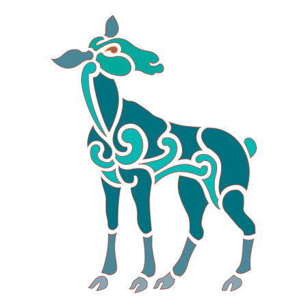 old world Vintage ornament Deer Celtic decorative isolated vector illustrationのイラスト素材