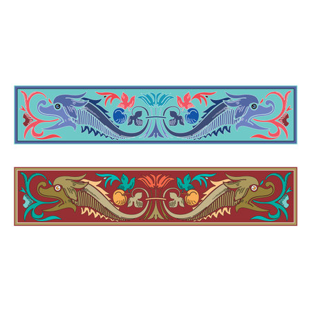 Vintage floral classic calligraphic retro vignette scroll frames ornamental design elements black set isolated vector illustrationのイラスト素材