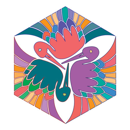 old world Vintage ornament bird Oriental ornament isolated vector illustrationのイラスト素材