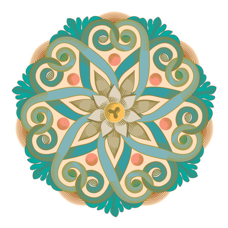 Ornamental round pattern isolated on white background vector illustrationのイラスト素材