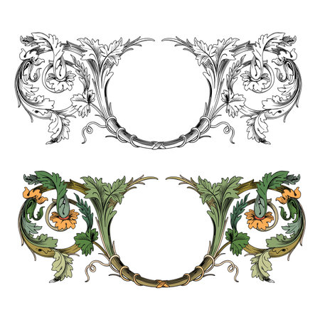 Hand drawn vintage manuscript ribbons colored set isolated vector illustrationのイラスト素材