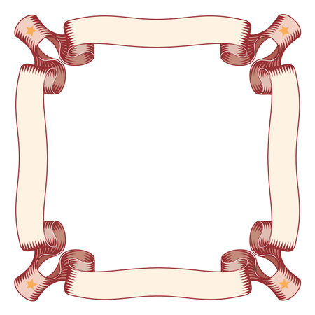 Hand drawn vintage manuscript ribbons colored set isolated vector illustrationのイラスト素材