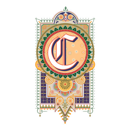 Art Marquesa Initial Caps Font Capital Letter C vector design illustrationのイラスト素材