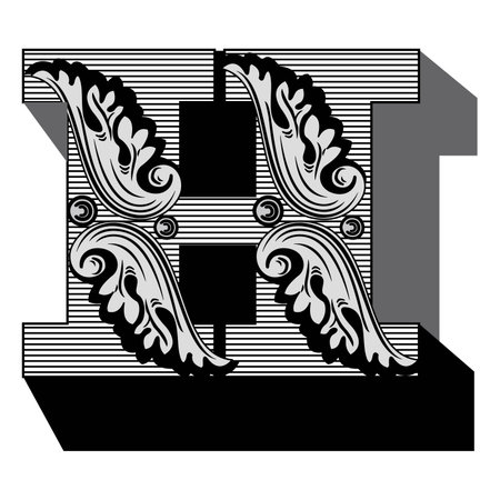 Art Federal Initial Caps Font Capital Letter H vector design illustrationのイラスト素材