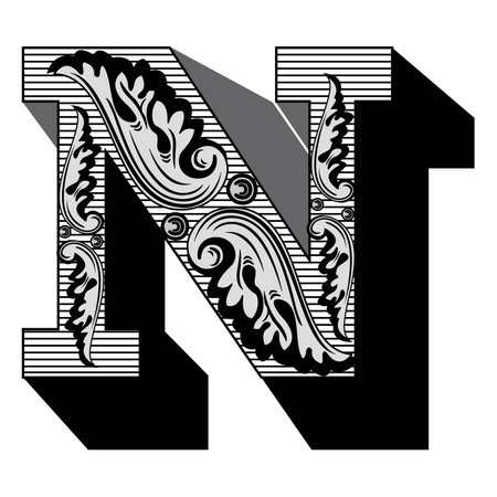 Art Federal Initial Caps Font Capital Letter N vector design illustrationのイラスト素材