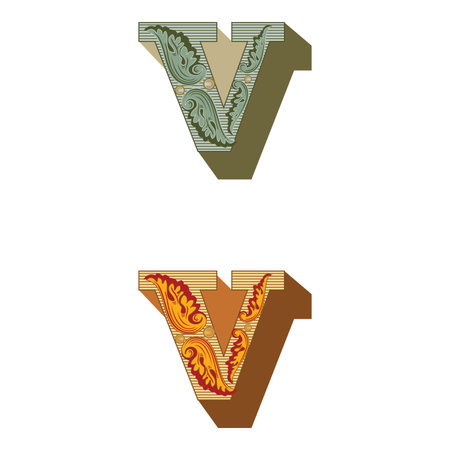 Art Federal Initial Caps Font Capital Letter V vector design illustrationのイラスト素材