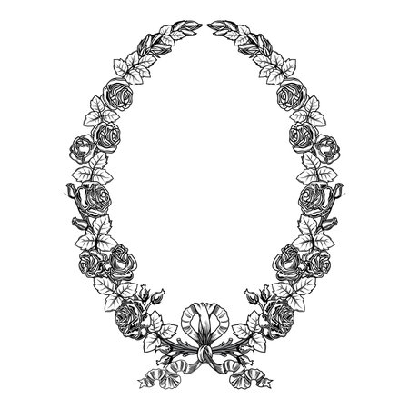 Ribbon wreath set with isolated compositions of festive red ribbons and leaves of different shape vector illustrationのイラスト素材