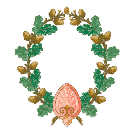 Ribbon wreath set with isolated compositions of festive red ribbons and leaves of different shape vector illustrationのイラスト素材