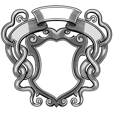 Vintage floral classic calligraphic retro vignette scroll Crests Ribbons Frames ornamental design elements black and color set isolated vectorのイラスト素材