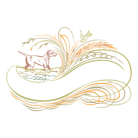 Vintage floral classic calligraphic retro vignette scroll Crests Ribbons Frames ornamental design elements black and color set isolated vectorのイラスト素材