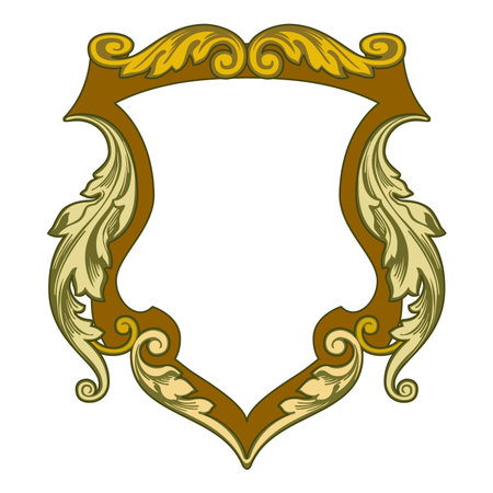 Vintage floral classic calligraphic retro vignette scroll Crests Ribbons Frames ornamental design elements black and color set isolated vectorのイラスト素材